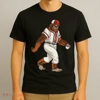 Bigfoot Baseball Sasquatch Playing Baseball Player T-Shirt thumb 3