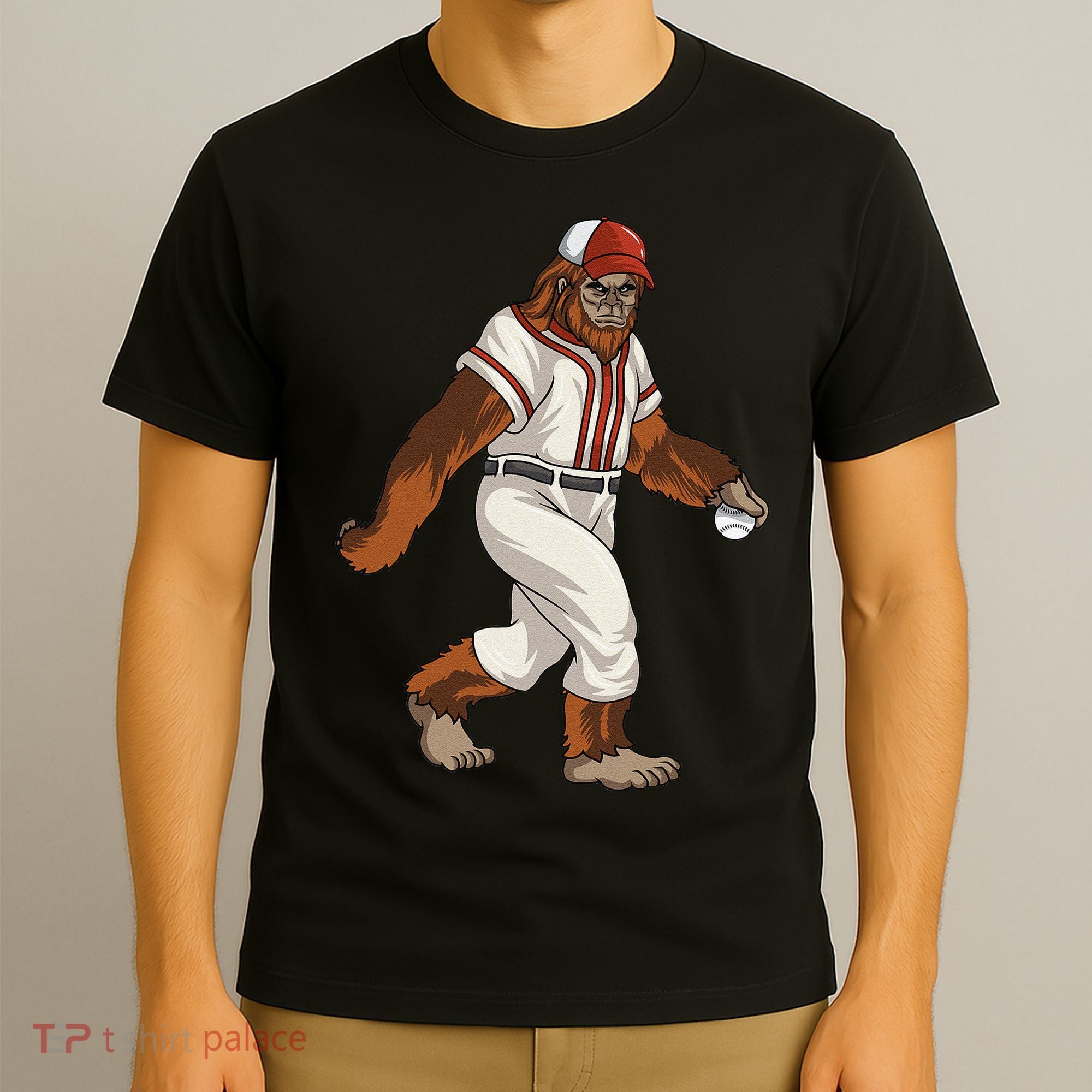Bigfoot Baseball Sasquatch Playing Baseball Player T-Shirt