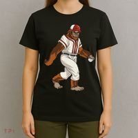 Bigfoot Baseball Sasquatch Playing Baseball Player T-Shirt thumb 4