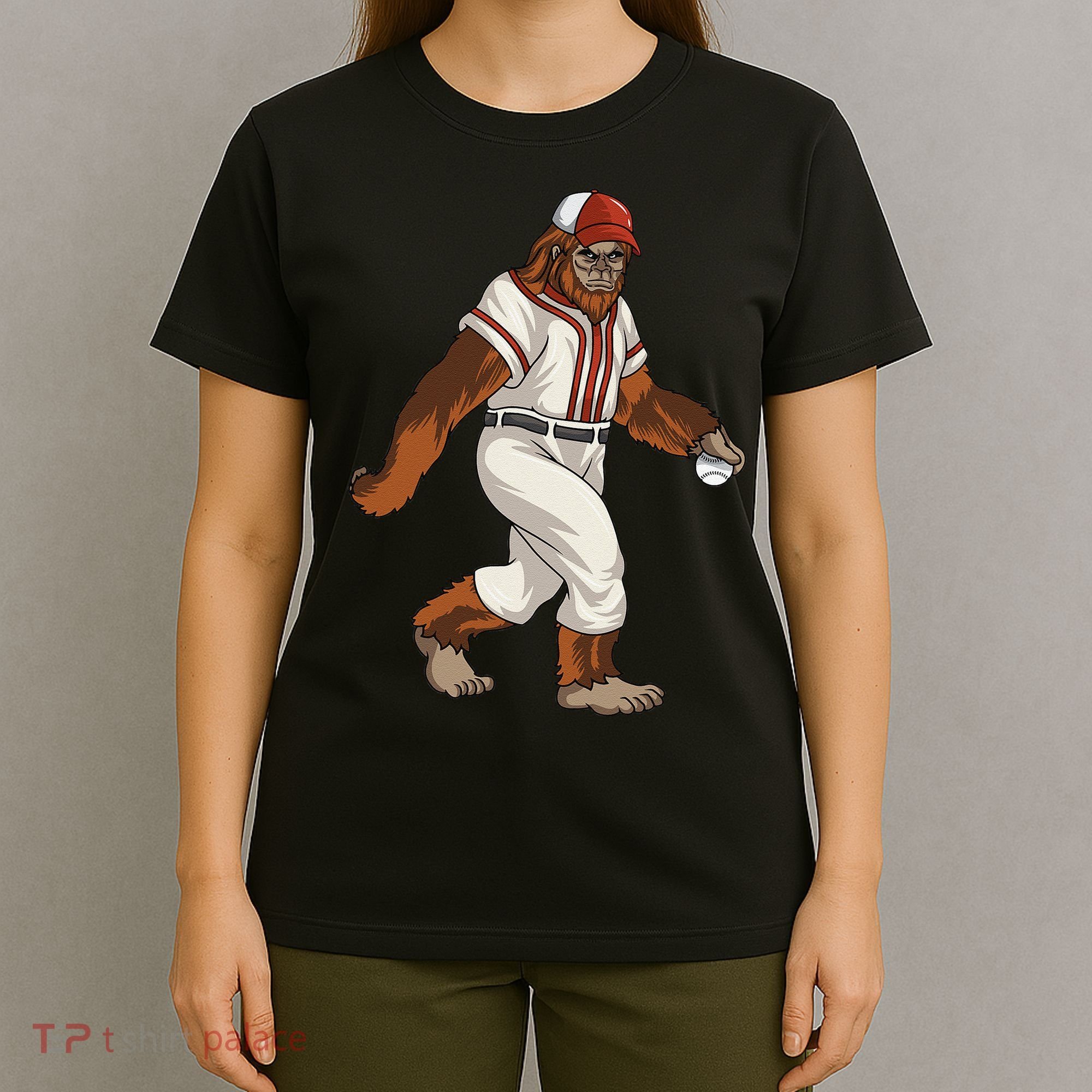 Bigfoot Baseball Sasquatch Playing Baseball Player T-Shirt