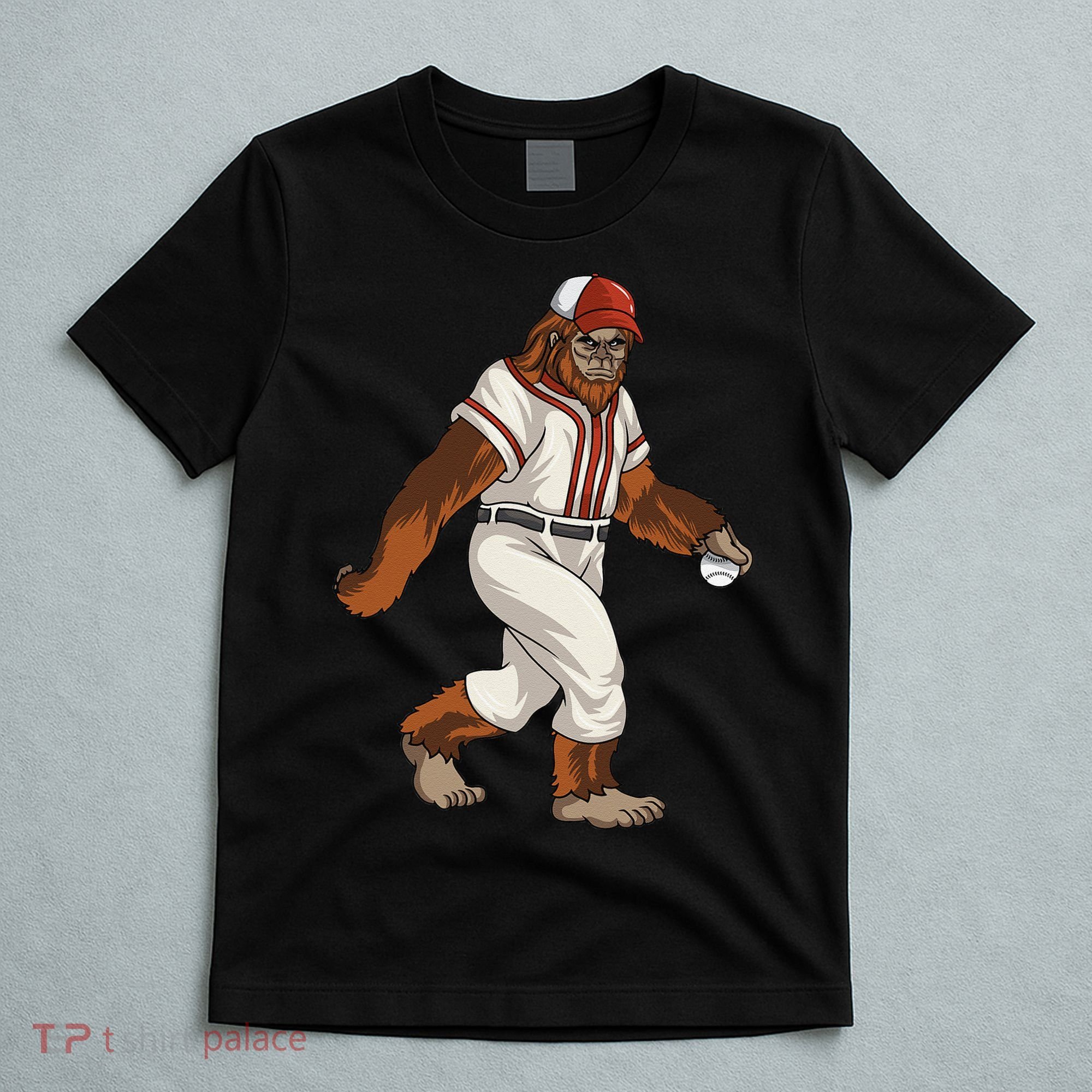 Bigfoot Baseball Sasquatch Playing Baseball Player T-Shirt