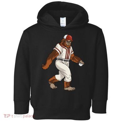 Bigfoot Baseball Sasquatch Playing Baseball Player Toddler Hoodie