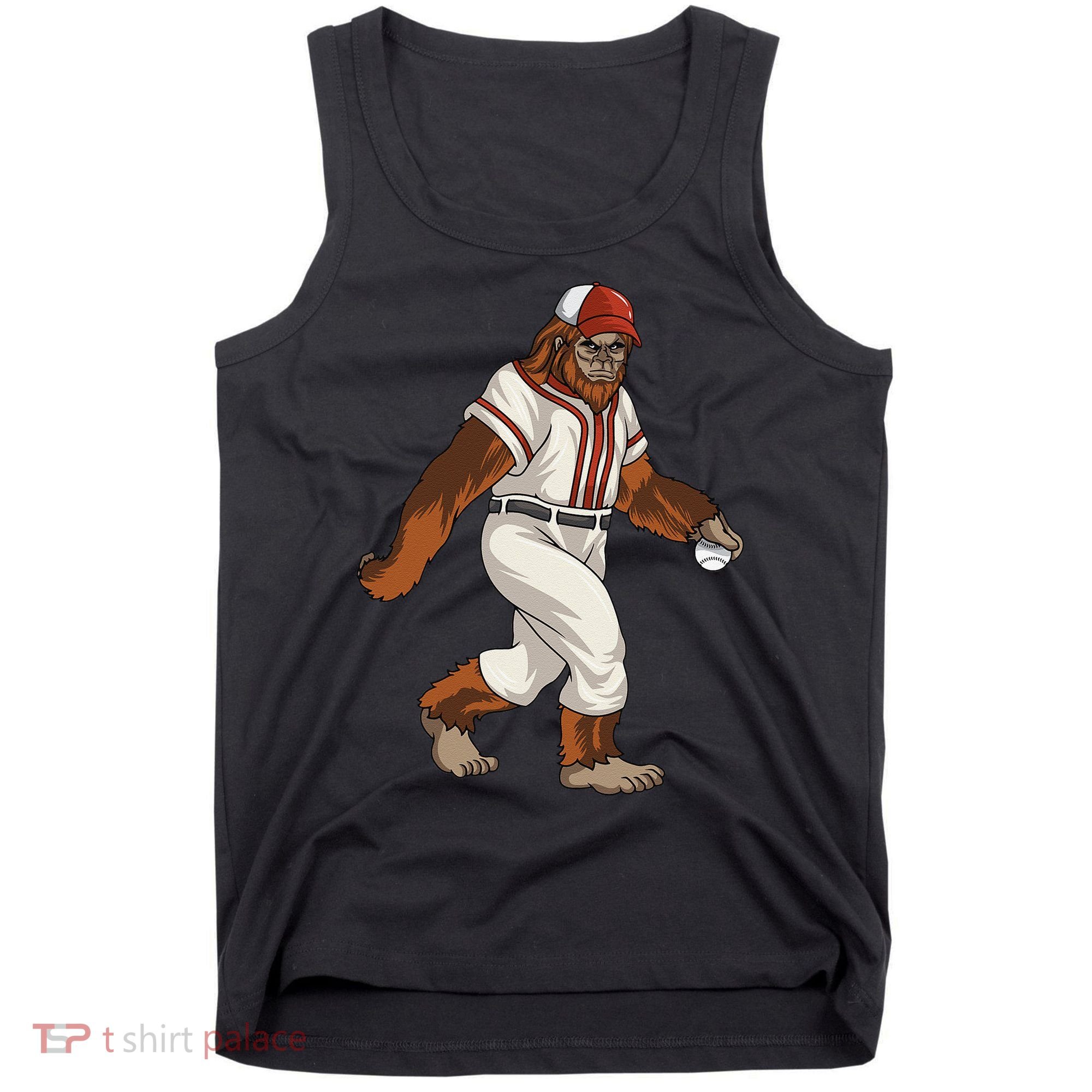 Bigfoot Baseball Sasquatch Playing Baseball Player Tank Top