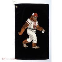 Bigfoot Baseball Sasquatch Playing Baseball Player Golf Towel thumb 0