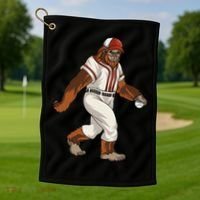 Bigfoot Baseball Sasquatch Playing Baseball Player Golf Towel thumb 1