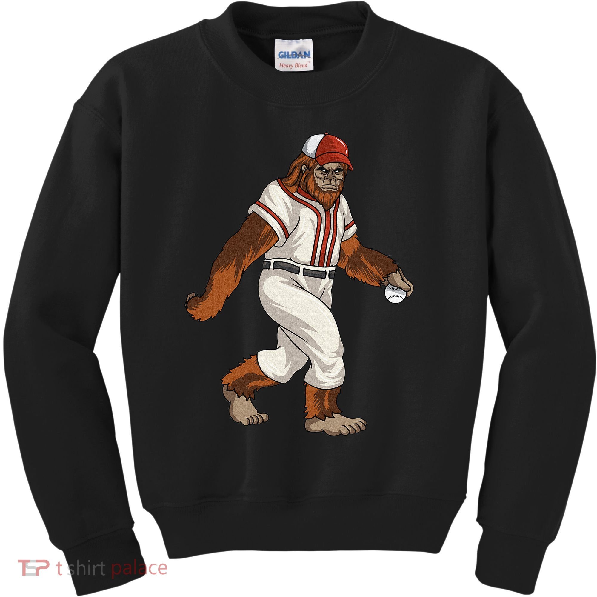 Bigfoot Baseball Sasquatch Playing Baseball Player Kids Sweatshirt