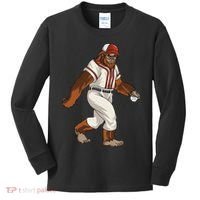 Bigfoot Baseball Sasquatch Playing Baseball Player Kids Long Sleeve Shirt thumb 0