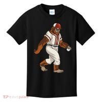 Bigfoot Baseball Sasquatch Playing Baseball Player Kids T-Shirt thumb 0