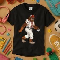 Bigfoot Baseball Sasquatch Playing Baseball Player Kids T-Shirt thumb 3