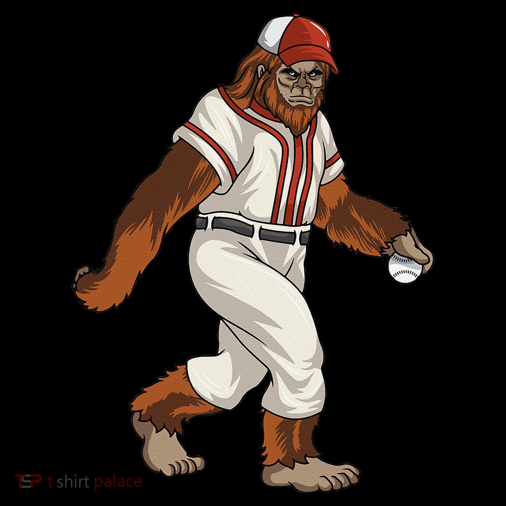 Bigfoot Baseball Sasquatch Playing Baseball Player Kids T-Shirt