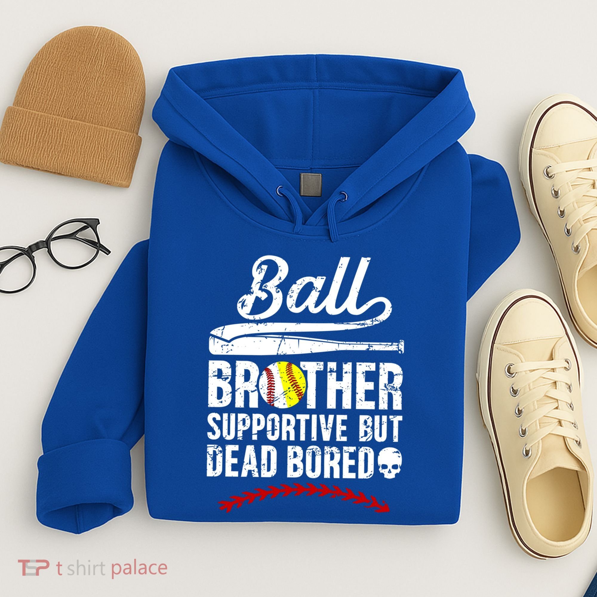 Ball Brother Supportive But Bored Softball Baseball Brother Gift Hoodie