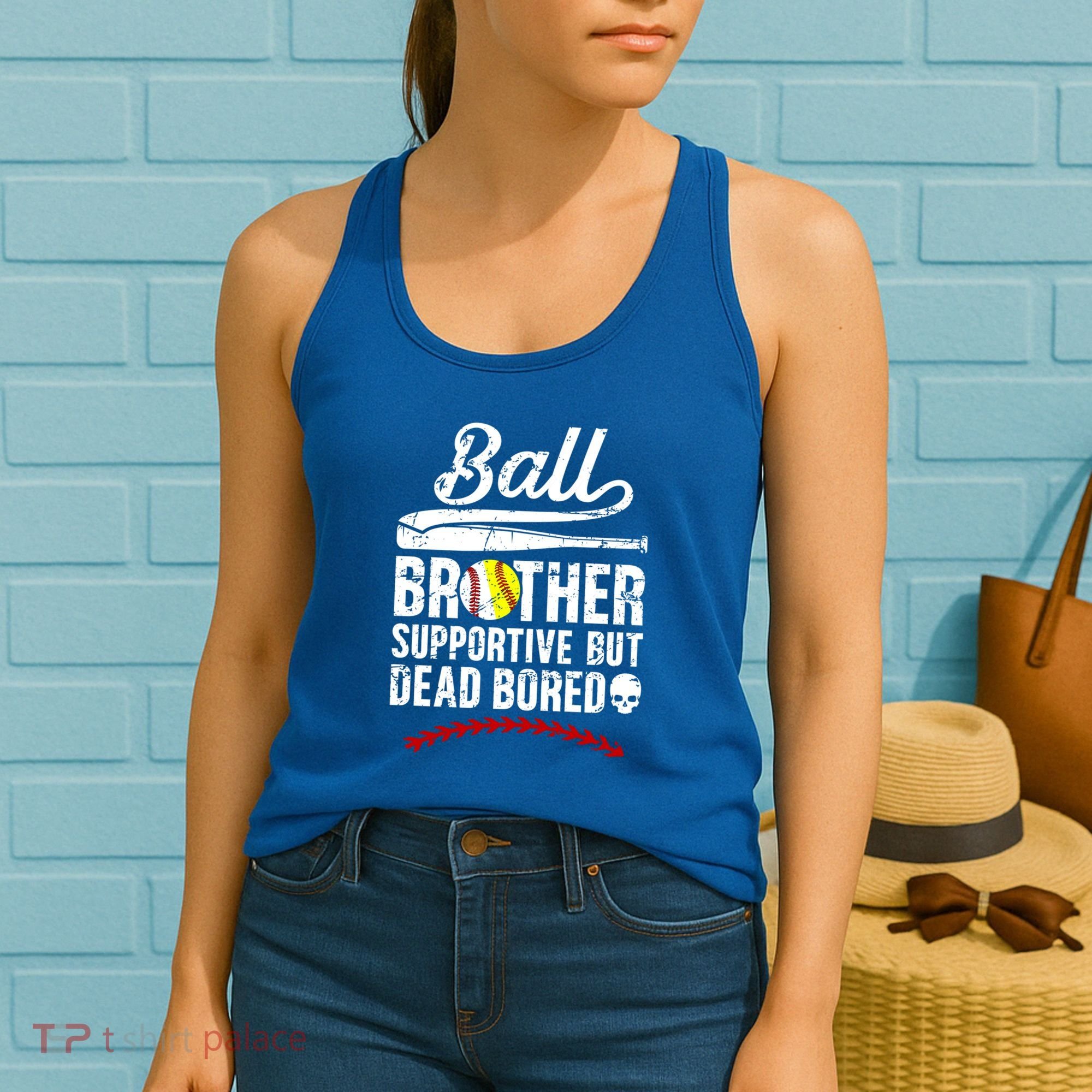 Ball Brother Supportive But Bored Softball Baseball Brother Gift Women's Tank Top