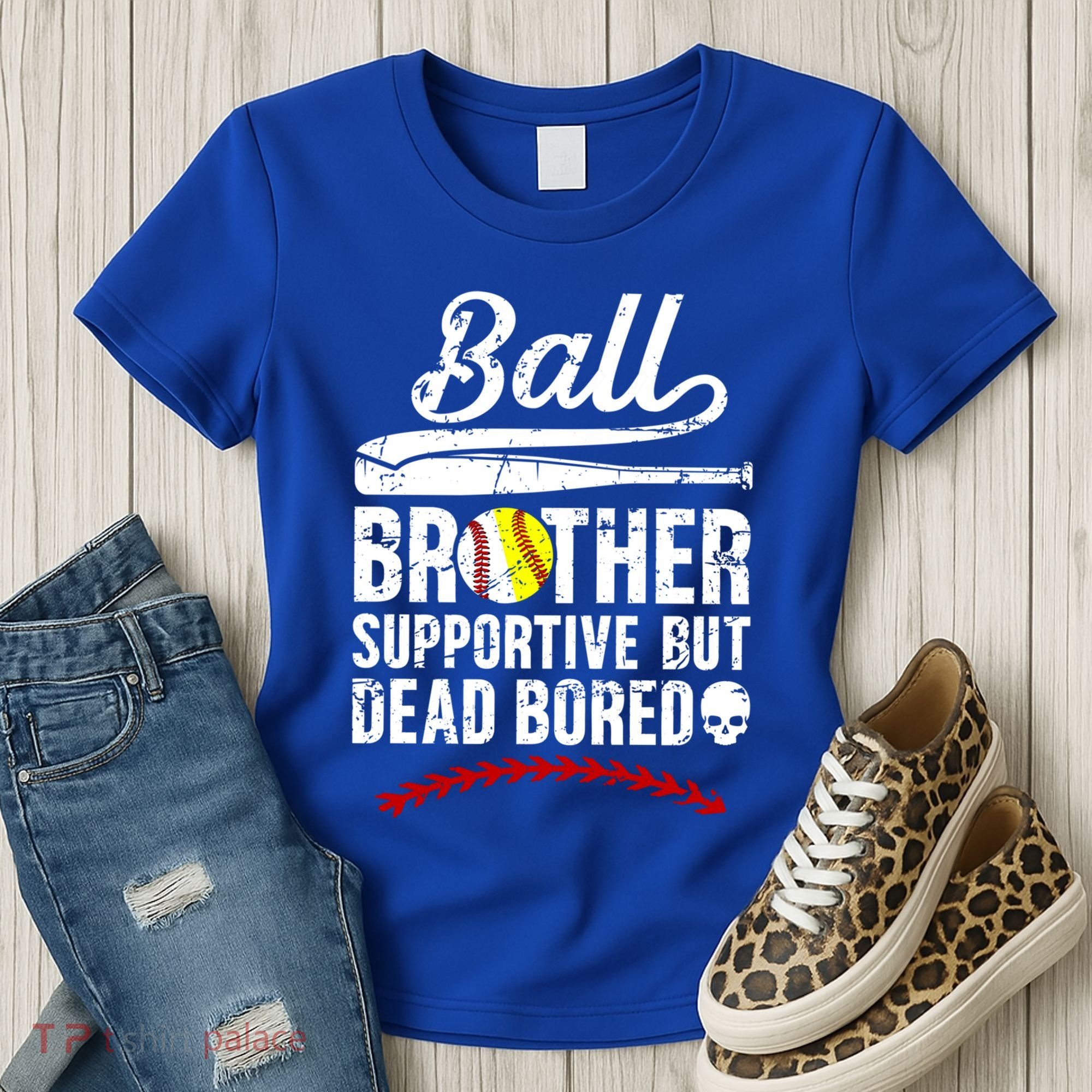 Ball Brother Supportive But Bored Softball Baseball Brother Gift Women's T-Shirt