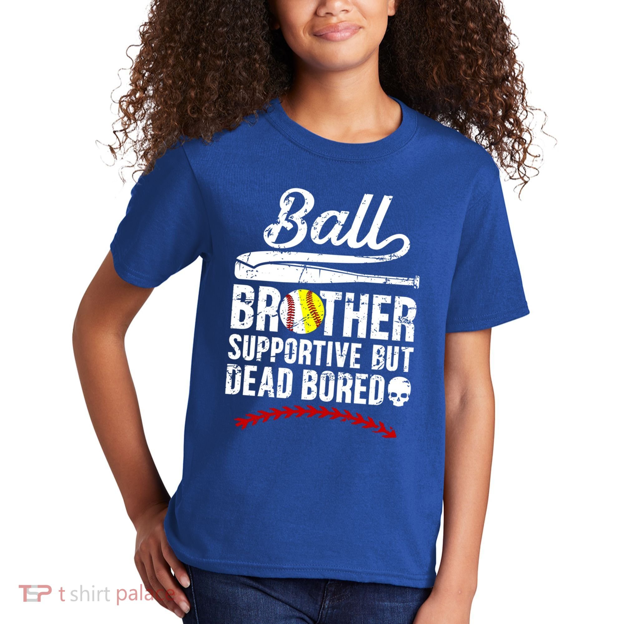 Ball Brother Supportive But Bored Softball Baseball Brother Gift Kids T-Shirt