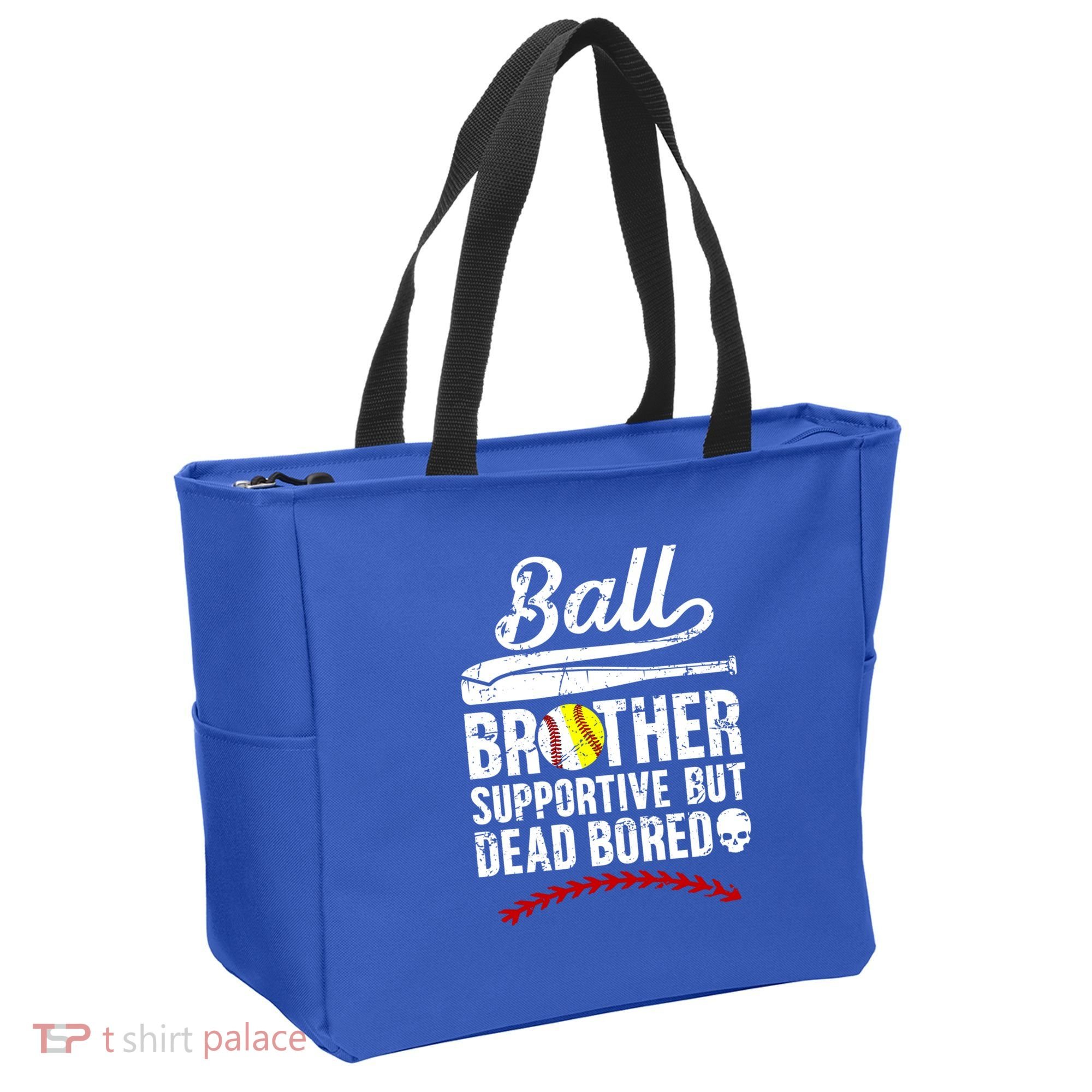 Ball Brother Supportive But Bored Softball Baseball Brother Gift Tote Bag