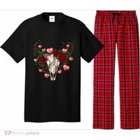 Boho Bull Skull Roses Heart Western Country Valentines Day Meaningful Gift Pajama Set thumb 0