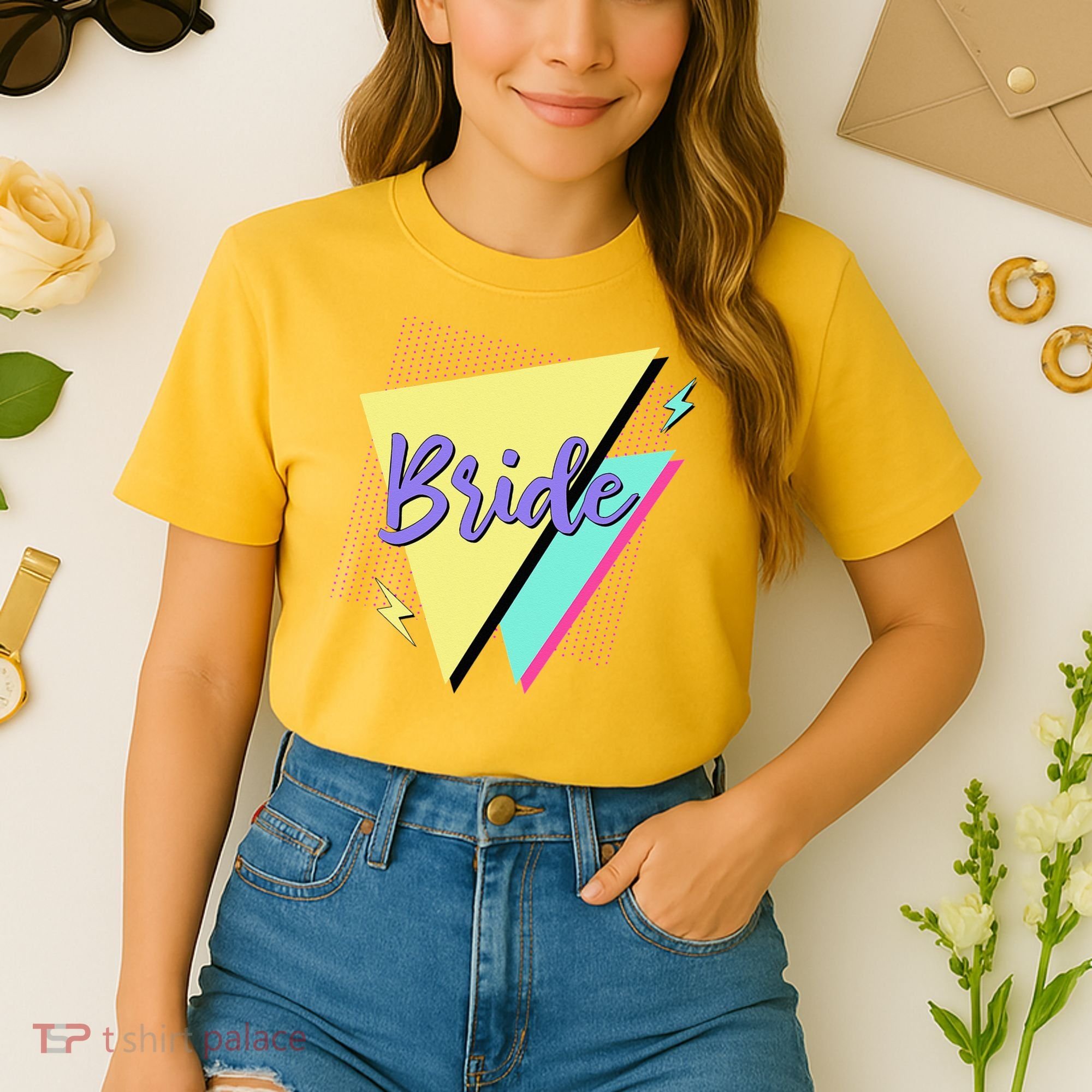 Bride & Bride Squad Retro 90’s Bachelorette Party Matching Comfort Colors Boxy T-Shirt