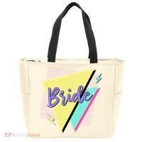 Bride & Bride Squad Retro 90’s Bachelorette Party Matching Tote Bag thumb 0
