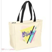 Bride & Bride Squad Retro 90’s Bachelorette Party Matching Tote Bag thumb 2