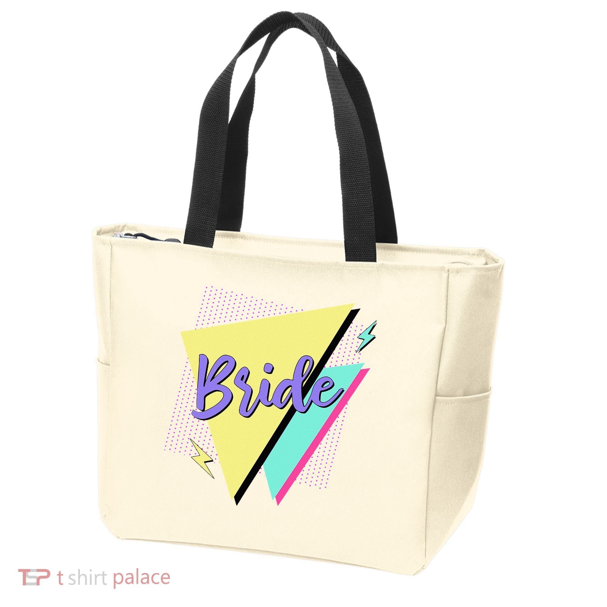 Bride & Bride Squad Retro 90’s Bachelorette Party Matching Tote Bag
