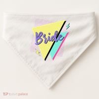 Bride & Bride Squad Retro 90’s Bachelorette Party Matching USA-Made Doggie Bandana thumb 0
