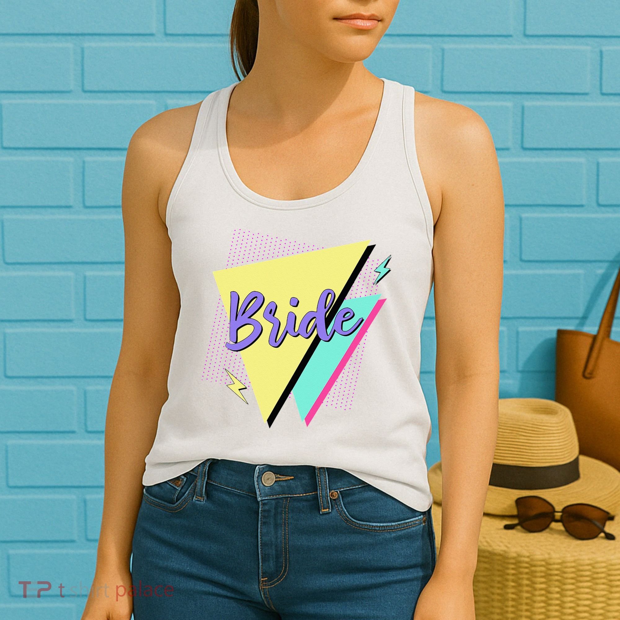 Bride & Bride Squad Retro 90’s Bachelorette Party Matching Women's Tank Top