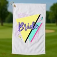 Bride & Bride Squad Retro 90’s Bachelorette Party Matching Golf Towel thumb 1