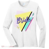 Bride & Bride Squad Retro 90’s Bachelorette Party Matching Women's Long Sleeve Shirt thumb 0