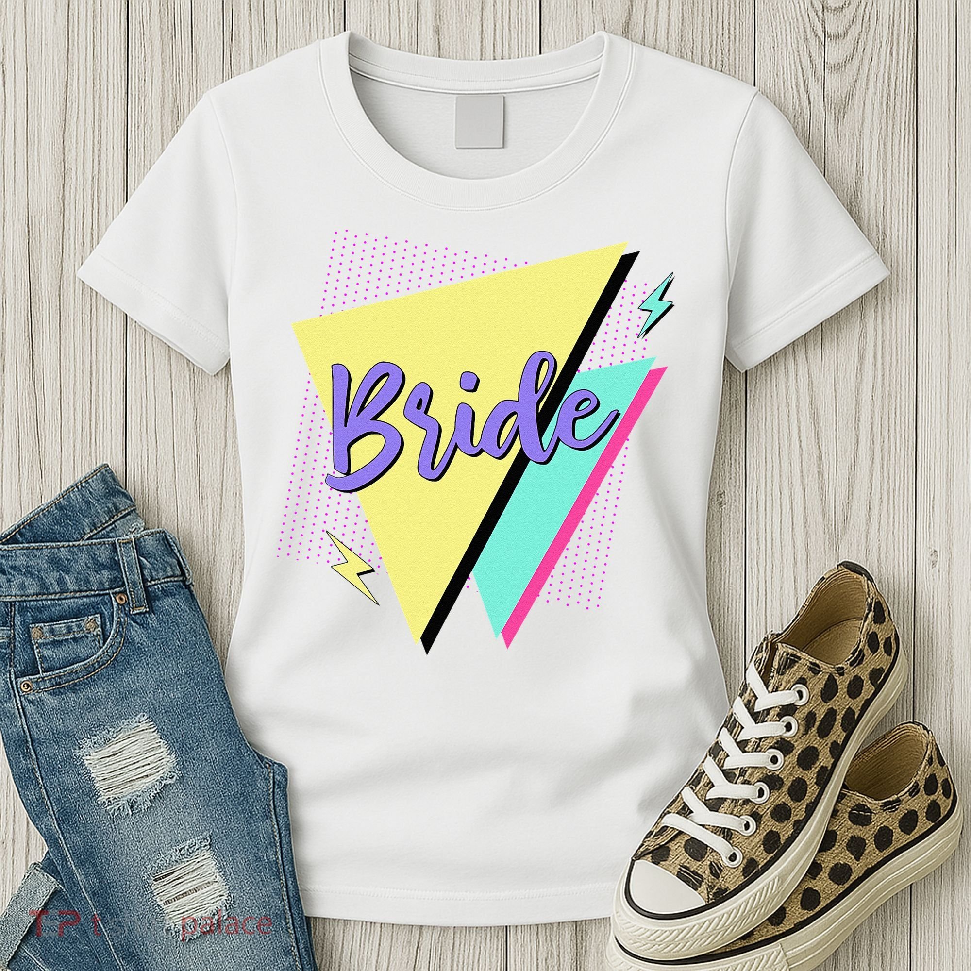 Bride & Bride Squad Retro 90’s Bachelorette Party Matching Women's T-Shirt