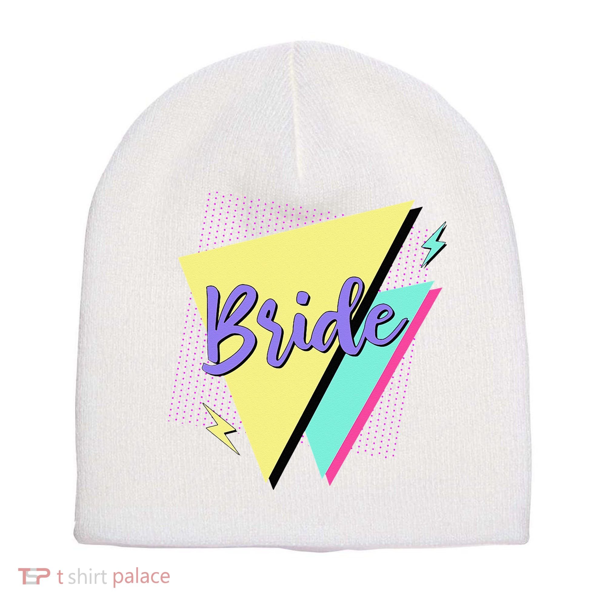 Bride & Bride Squad Retro 90’s Bachelorette Party Matching Short Acrylic Beanie