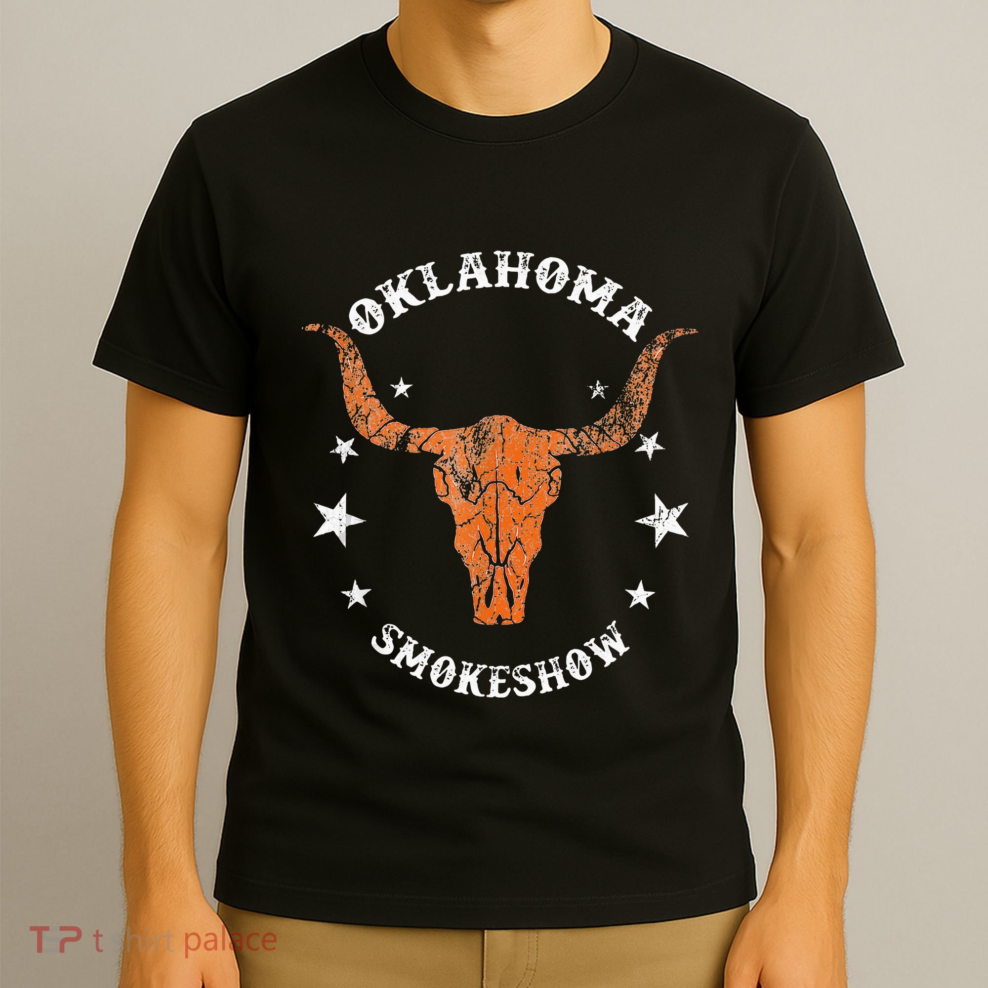 Boho Bull Skull Cow Oklahoma Smokeshow Western Country T-Shirt