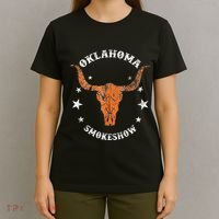 Boho Bull Skull Cow Oklahoma Smokeshow Western Country T-Shirt thumb 4