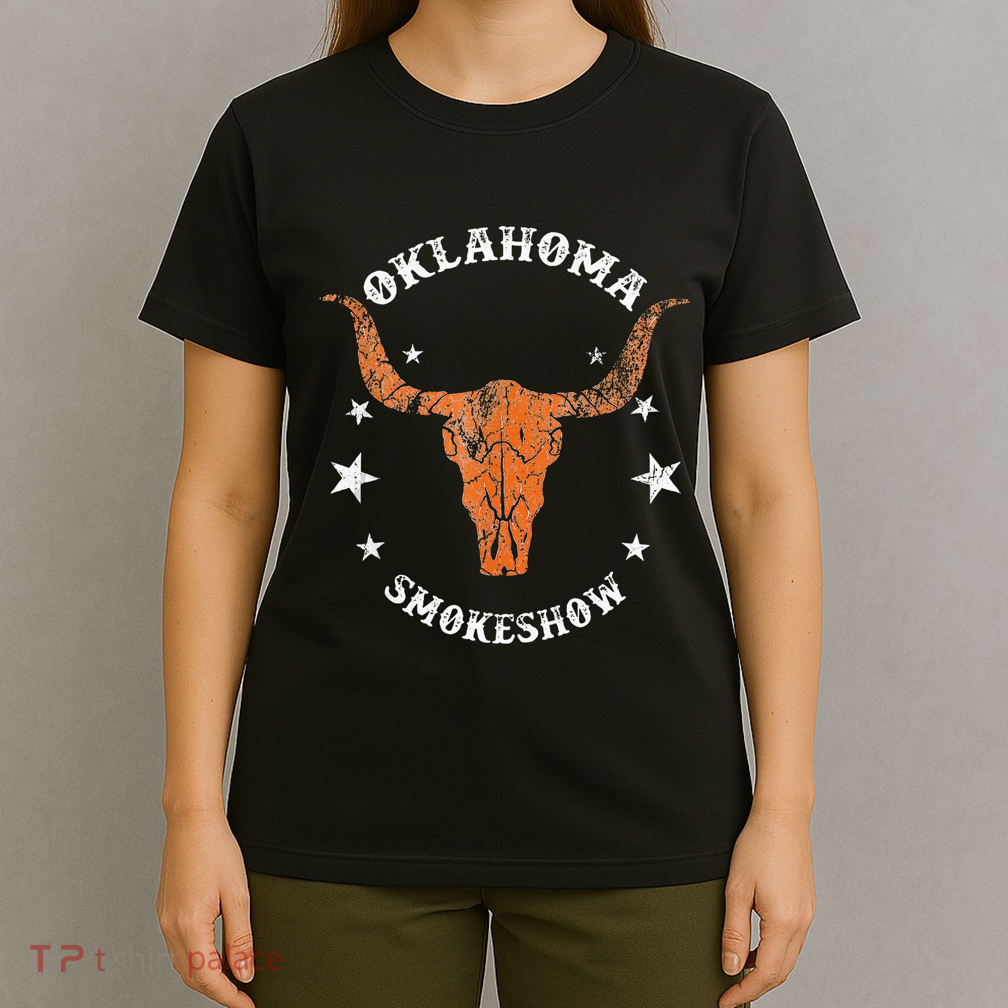 Boho Bull Skull Cow Oklahoma Smokeshow Western Country T-Shirt