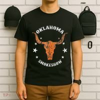 Boho Bull Skull Cow Oklahoma Smokeshow Western Country T-Shirt thumb 6