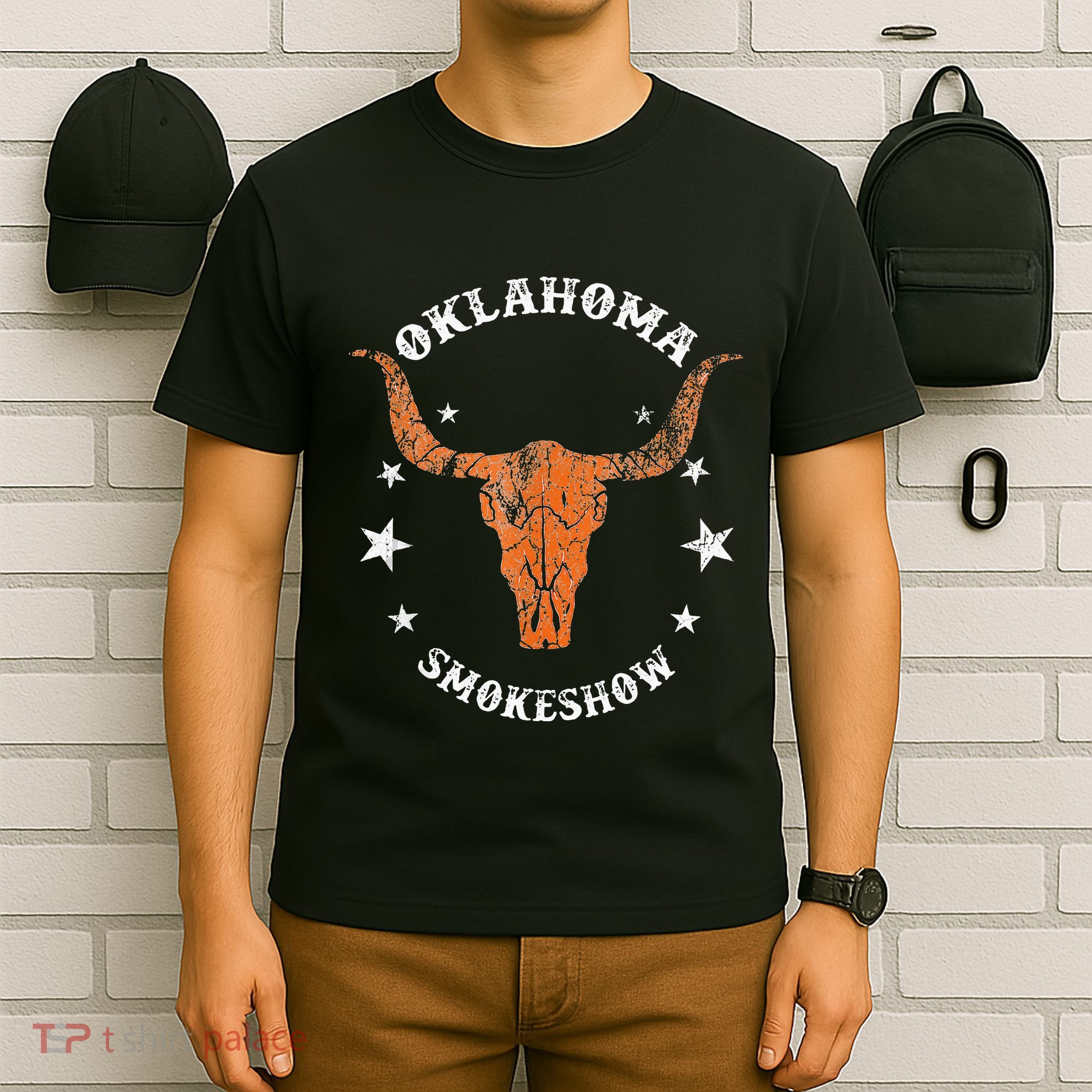 Boho Bull Skull Cow Oklahoma Smokeshow Western Country T-Shirt