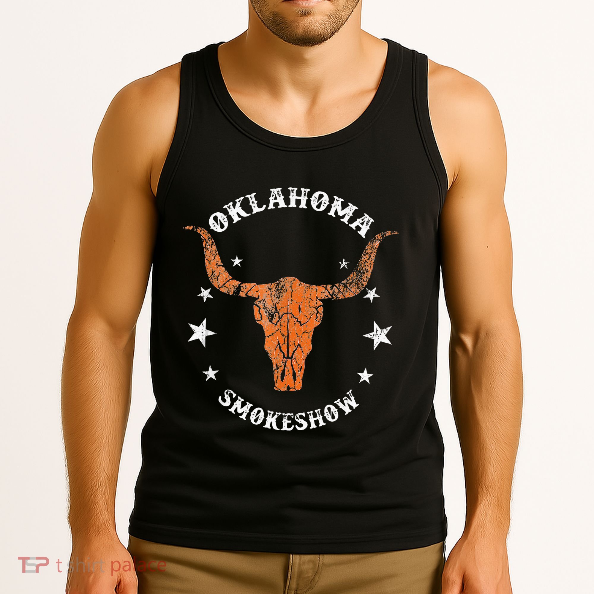 Boho Bull Skull Cow Oklahoma Smokeshow Western Country Tank Top