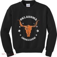 Boho Bull Skull Cow Oklahoma Smokeshow Western Country Kids Sweatshirt thumb 0