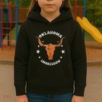 Boho Bull Skull Cow Oklahoma Smokeshow Western Country Kids Hoodie thumb 3