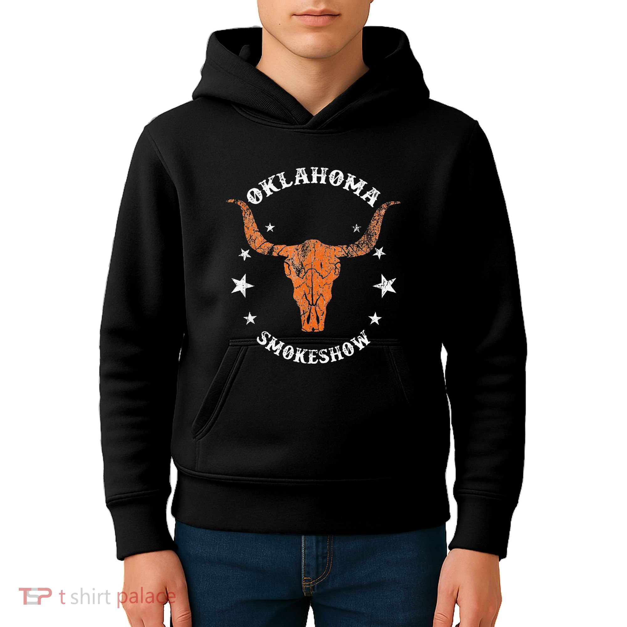 Boho Bull Skull Cow Oklahoma Smokeshow Western Country Kids Hoodie