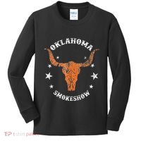 Boho Bull Skull Cow Oklahoma Smokeshow Western Country Kids Long Sleeve Shirt thumb 0