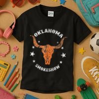 Boho Bull Skull Cow Oklahoma Smokeshow Western Country Kids T-Shirt thumb 3