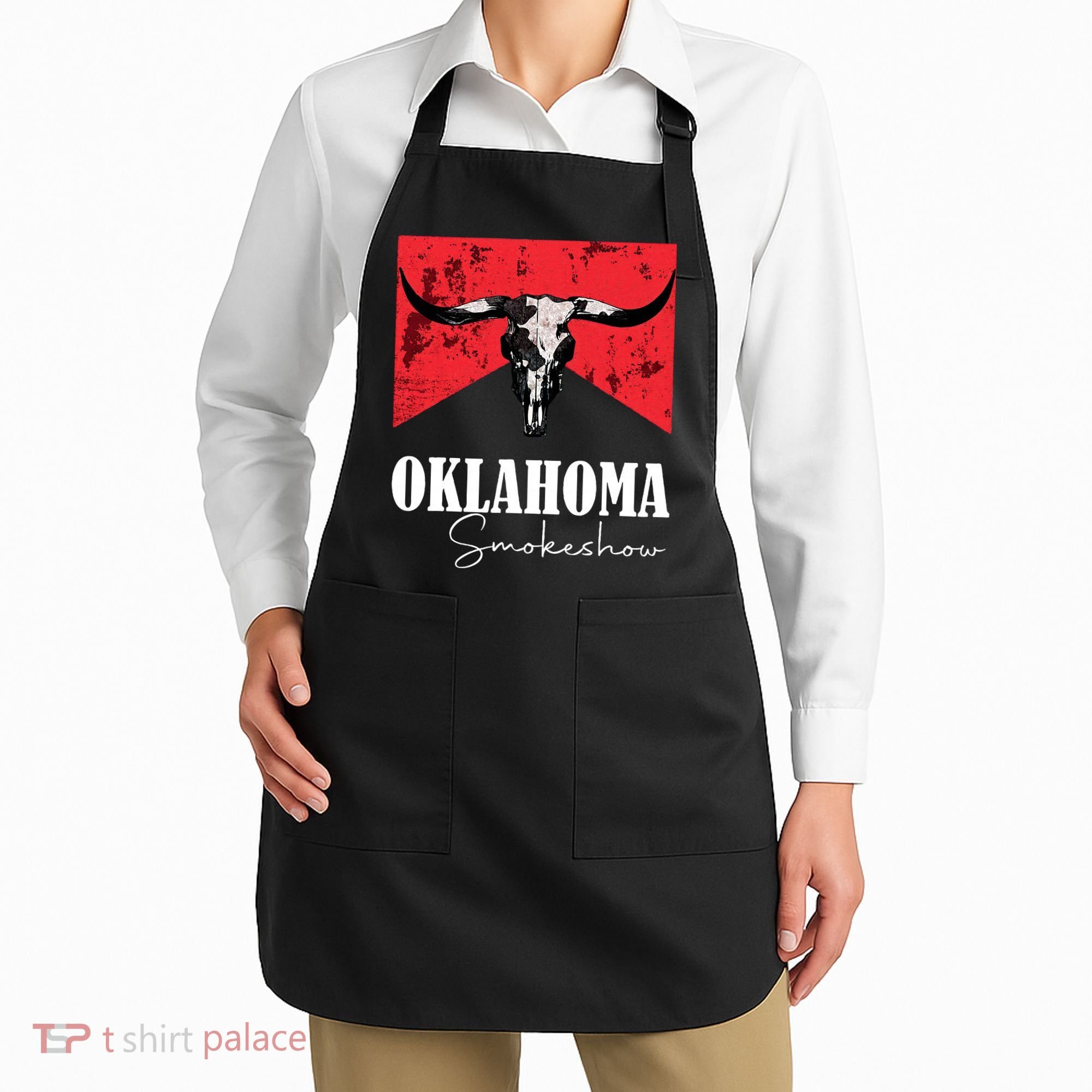 Boho Bull Skull Cow Oklahoma Smokeshow Western Country Apron