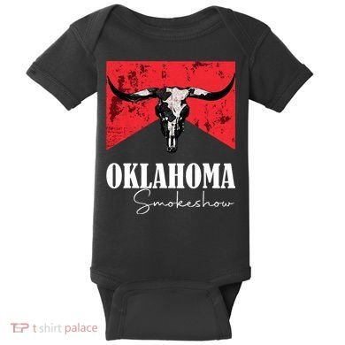 Boho Bull Skull Cow Oklahoma Smokeshow Western Country Baby Bodysuit