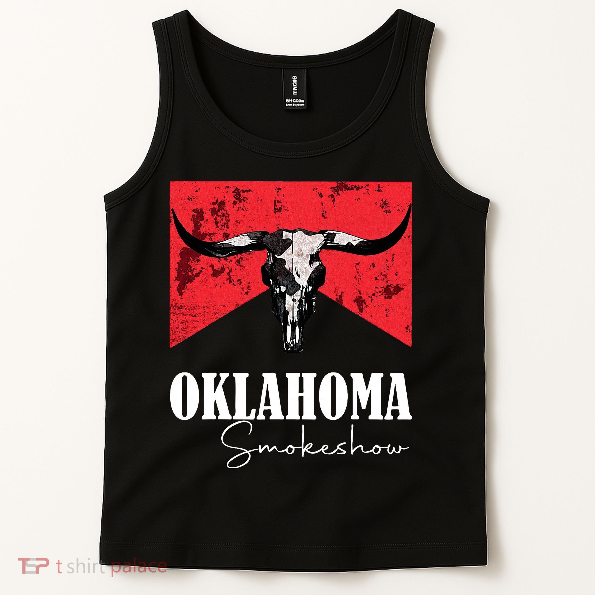 Boho Bull Skull Cow Oklahoma Smokeshow Western Country Tank Top