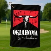 Boho Bull Skull Cow Oklahoma Smokeshow Western Country Golf Towel thumb 1