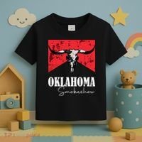Boho Bull Skull Cow Oklahoma Smokeshow Western Country Toddler T-Shirt thumb 3