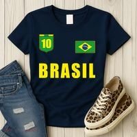 Brasil Brazil Soccer Player Jersey Flag Trikot Clothing Pullover Hoodie Women's T-Shirt thumb 3