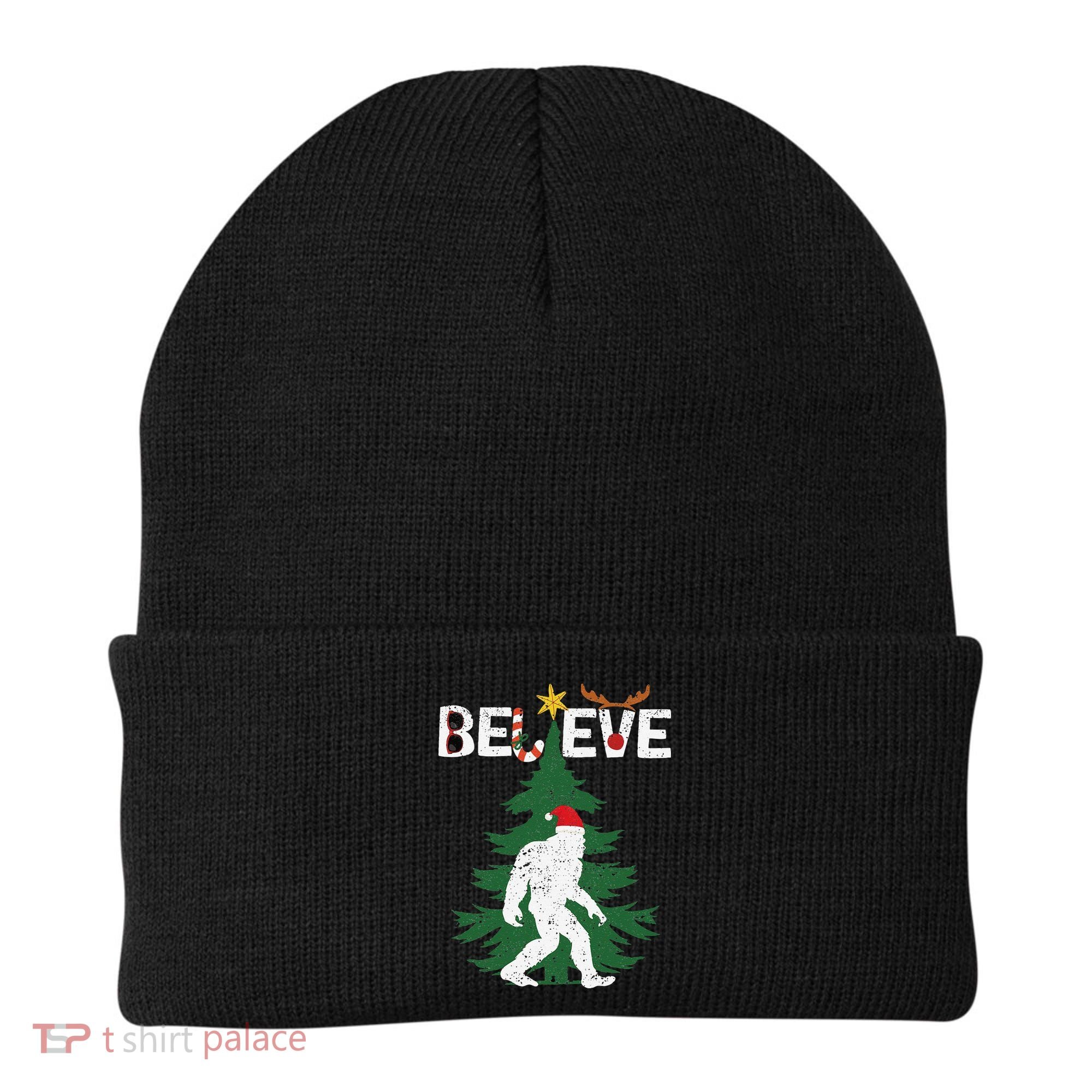 Believe Bigfoot Sasquatch Yeti Santa Hat Christmas Pajamas Beanie