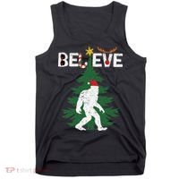 Believe Bigfoot Sasquatch Yeti Santa Hat Christmas Pajamas Tank Top thumb 0