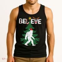 Believe Bigfoot Sasquatch Yeti Santa Hat Christmas Pajamas Tank Top thumb 3